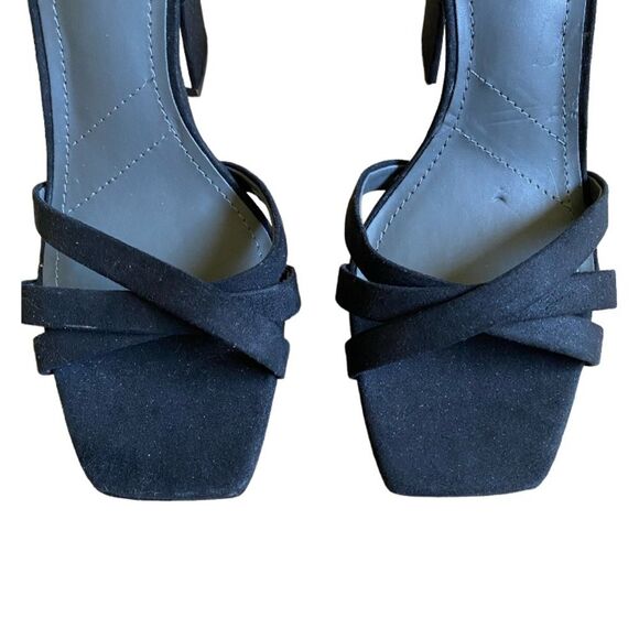 NEW Franco Sarto Damalis Platform Sandals Size 6.5 Heels in Black Galaxy Sparkle - Picture 4 of 16